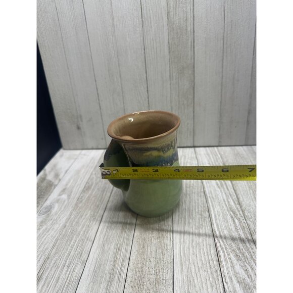Neher Pottery Left Hand Warmer Coffee Tea Mug Cup Blue Green Glazed 5'' Tall - Picture 7 of 7